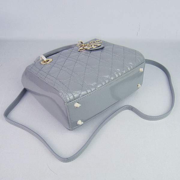Christian Dior 1887 Patent Leather Shoulder Bag-Gray